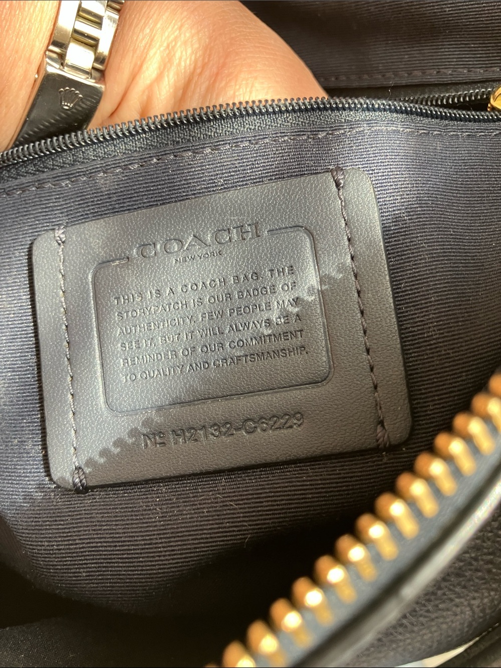 Coach Dark Navy Blue looks like Black satchel handbag and Crossbody if desired. - Picture 5 of 5